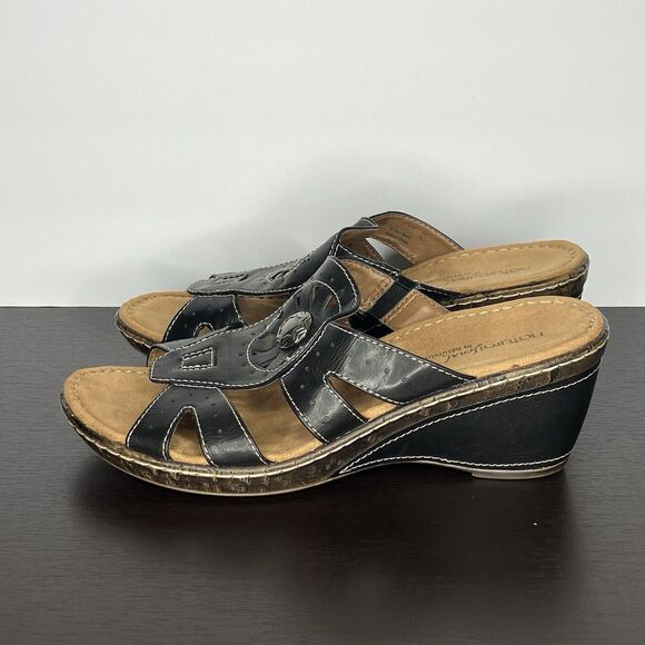 Natural Soul by Naturalizer Sandals 9.5 M Black Comfort Shoes Boho Medallion - Picture 7 of 11